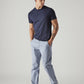 Men's Blue Authentic Relaxed Fit Mid Rise Linen Chinos - Styleshot View