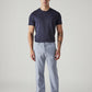 Men's Blue Authentic Relaxed Fit Mid Rise Linen Chinos - Front View
