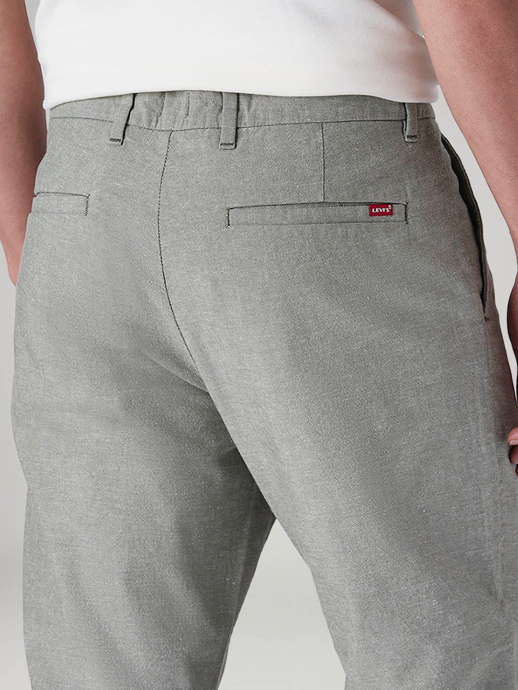 Men's Grey Authentic Relaxed Fit Mid Rise Linen Chinos - 20 View