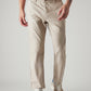 Men's Beige Authentic Relaxed Fit Mid Rise Linen Chinos - Front View