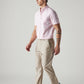 Men's Beige Authentic Relaxed Fit Mid Rise Linen Chinos - Side View