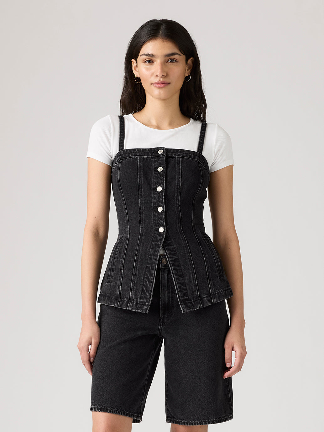 Women's Tailored Bustier Denim Top