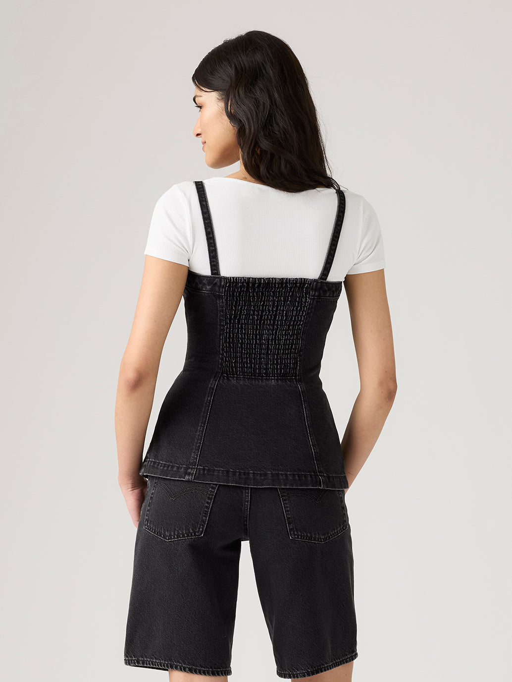 Women's Tailored Bustier Denim Top - Back View