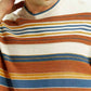 Men's Striped Multicolor Loose Fit T-Shirt - Detail View