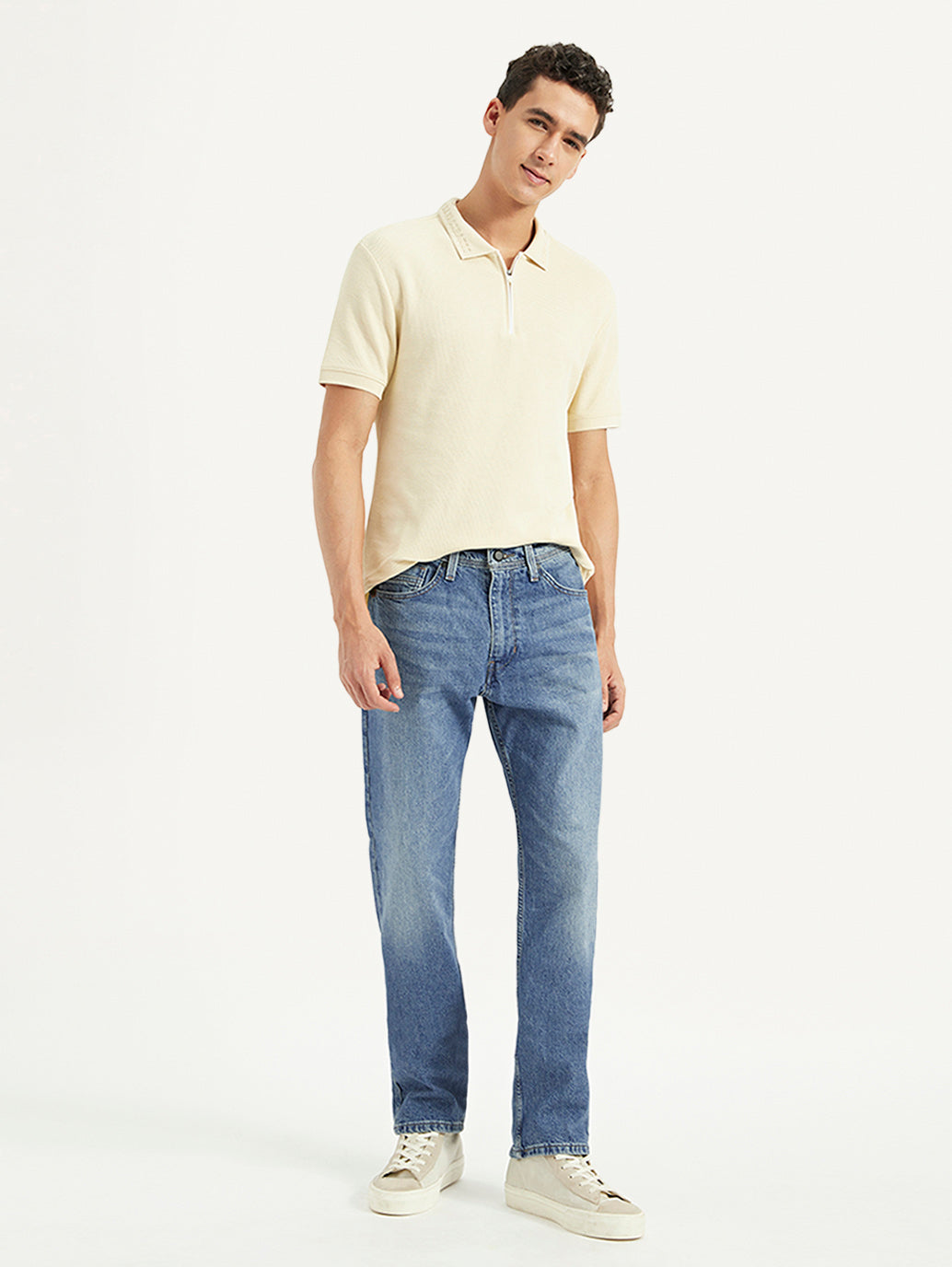 Men's 505 Blue Straight Fit Mid Rise Jeans