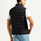 Men's Solid Black Puffer Jacket - Back View