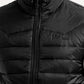 Men's Solid Black Puffer Jacket - Detail View