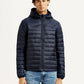 Men's Quilted Navy Puffer Jacket - Front View