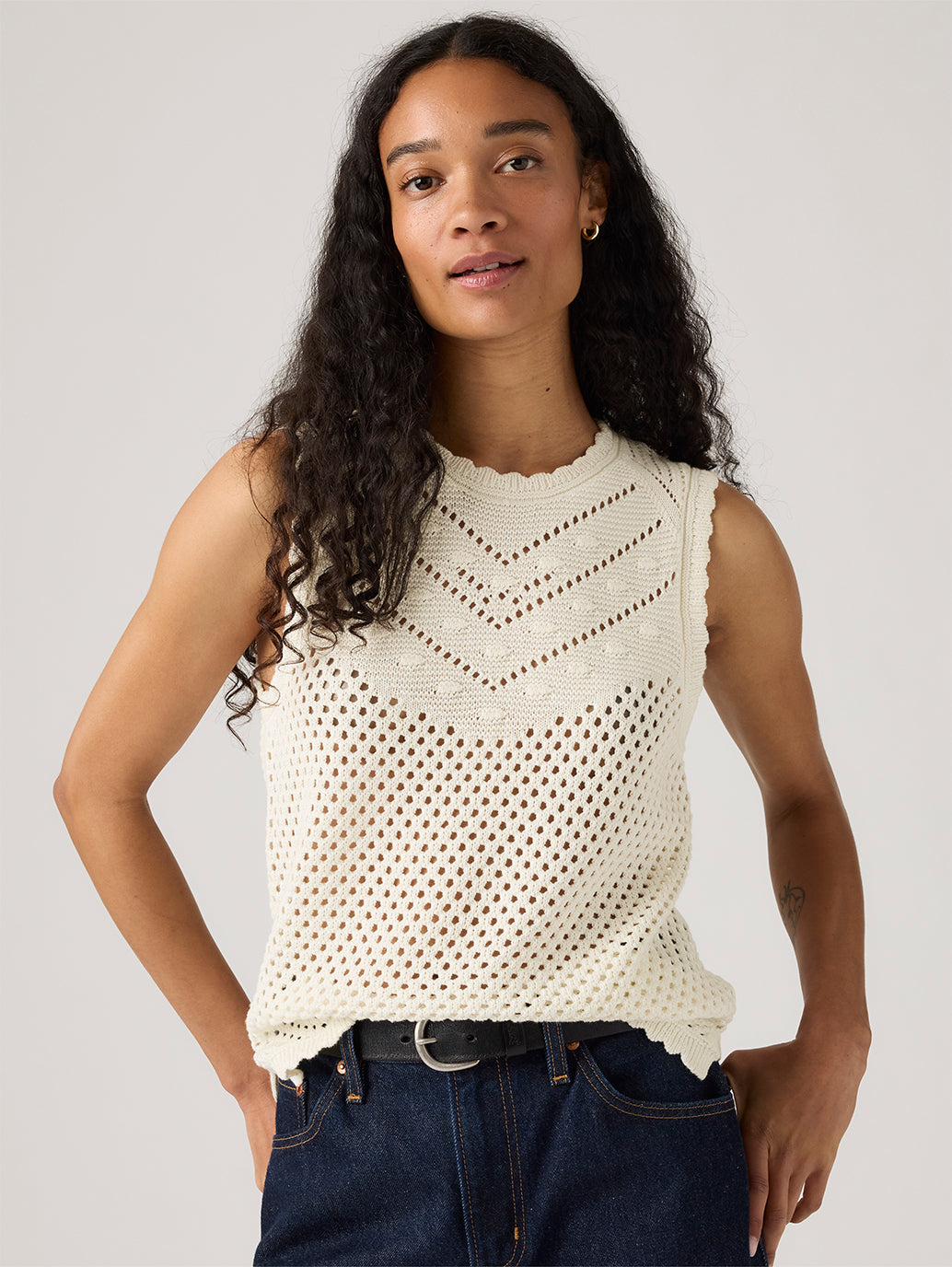 Women's Adrienne Crochet Tank Top - Front View