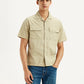 Men's Solid Overdyed Beige Relaxed Fit Resort Collar Shirt - Styleshot View