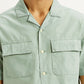 Men's Solid Overdyed Mint Relaxed Fit Resort Collar Shirt - Detail View