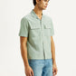 Men's Solid Overdyed Mint Relaxed Fit Resort Collar Shirt - Side View