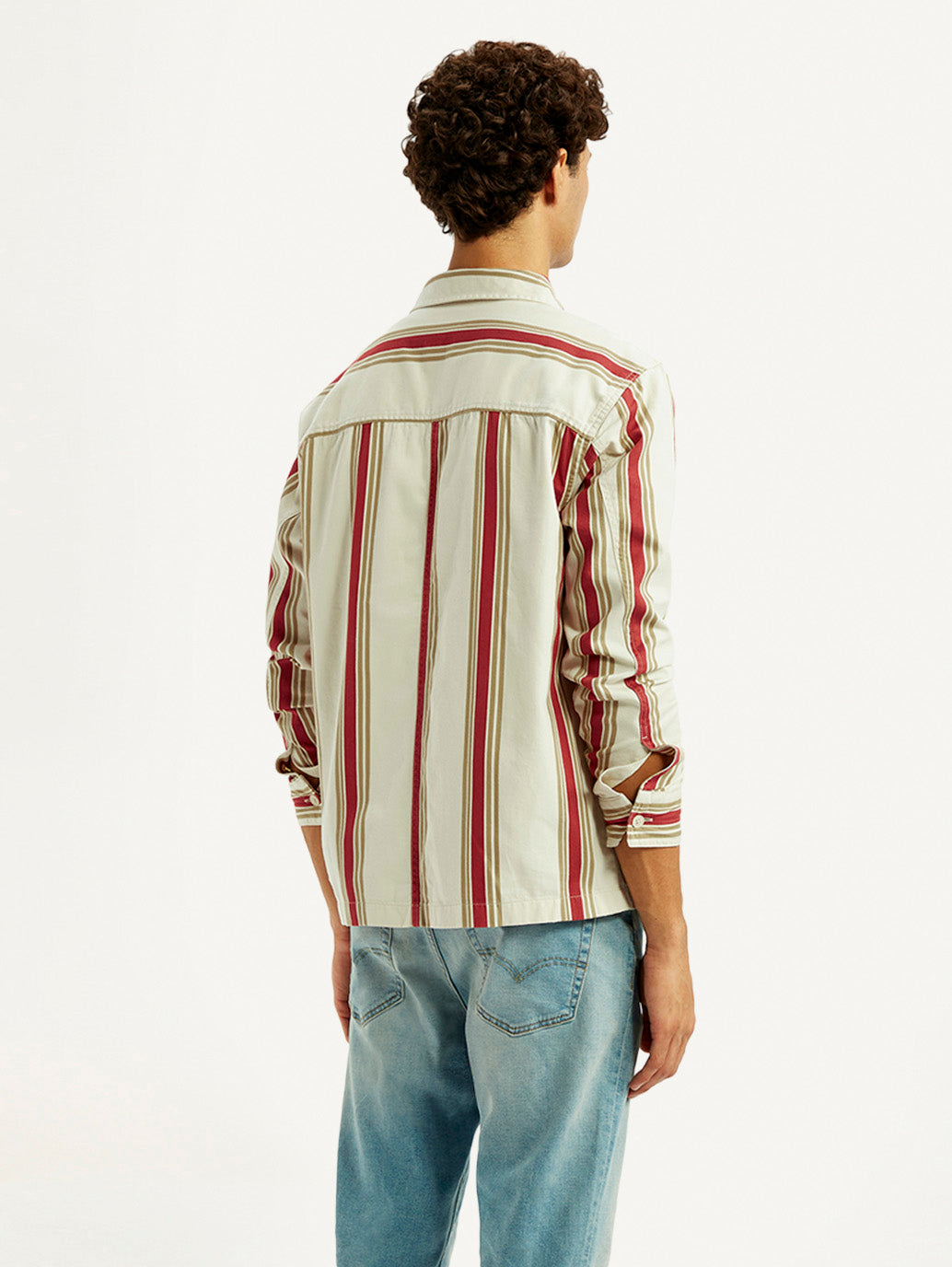Men's Striped Multi Color Relaxed Fit Shirt - Back View