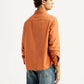 Men's Solid Orange Spread Collar Shirt - Back View