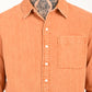 Men's Solid Orange Spread Collar Shirt - 20 View