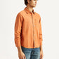 Men's Solid Orange Spread Collar Shirt - Side View