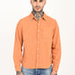 Men's Solid Orange Spread Collar Shirt - front View