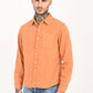 Men's Solid Orange Spread Collar Shirt - 20 View