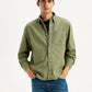 Men's Solid Olive Spread Collar Shirt - Styleshot View