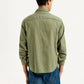 Men's Solid Olive Spread Collar Shirt - Back View