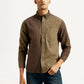 Men's Colorblock Spread Collar Flannel Shirt - Front View
