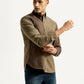 Men's Colorblock Spread Collar Flannel Shirt - Side View