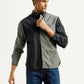 Men's Colorblock Charcoal Grey Spread Collar Flannel Shirt - Styleshot View