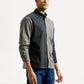 Men's Colorblock Charcoal Grey Spread Collar Flannel Shirt - Side View