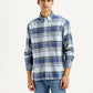 Men's Checkered Blue Flannel Shirt - Front View