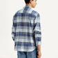 Men's Checkered Blue Flannel Shirt - Back View