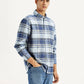 Men's Checkered Blue Flannel Shirt - Side View