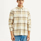 Men's Checkered Beige Flannel Shirt - Front View