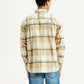 Men's Checkered Beige Flannel Shirt - Back View