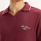 Men's Solid Maroon Slim Fit Polo T-shirt - Detail View