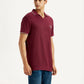Men's Solid Maroon Slim Fit Polo T-shirt - Side View