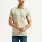 Men's Solid Beige Slim Fit Polo T-Shirt - Front View