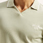 Men's Solid Beige Slim Fit Polo T-Shirt - Detail View