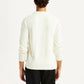 Men's Self Design Off White Polo Neck Sweater - Back View
