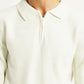 Men's Self Design Off White Polo Neck Sweater - Detail View