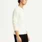 Men's Self Design Off White Polo Neck Sweater - Side View