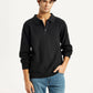 Men's Self Design Black Polo Neck Sweater - Styleshot View