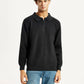 Men's Self Design Black Polo Neck Sweater - Front View