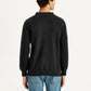 Men's Self Design Black Polo Neck Sweater - Back View