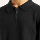 Men's Self Design Black Polo Neck Sweater - Detail View