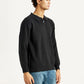 Men's Self Design Black Polo Neck Sweater - Side View