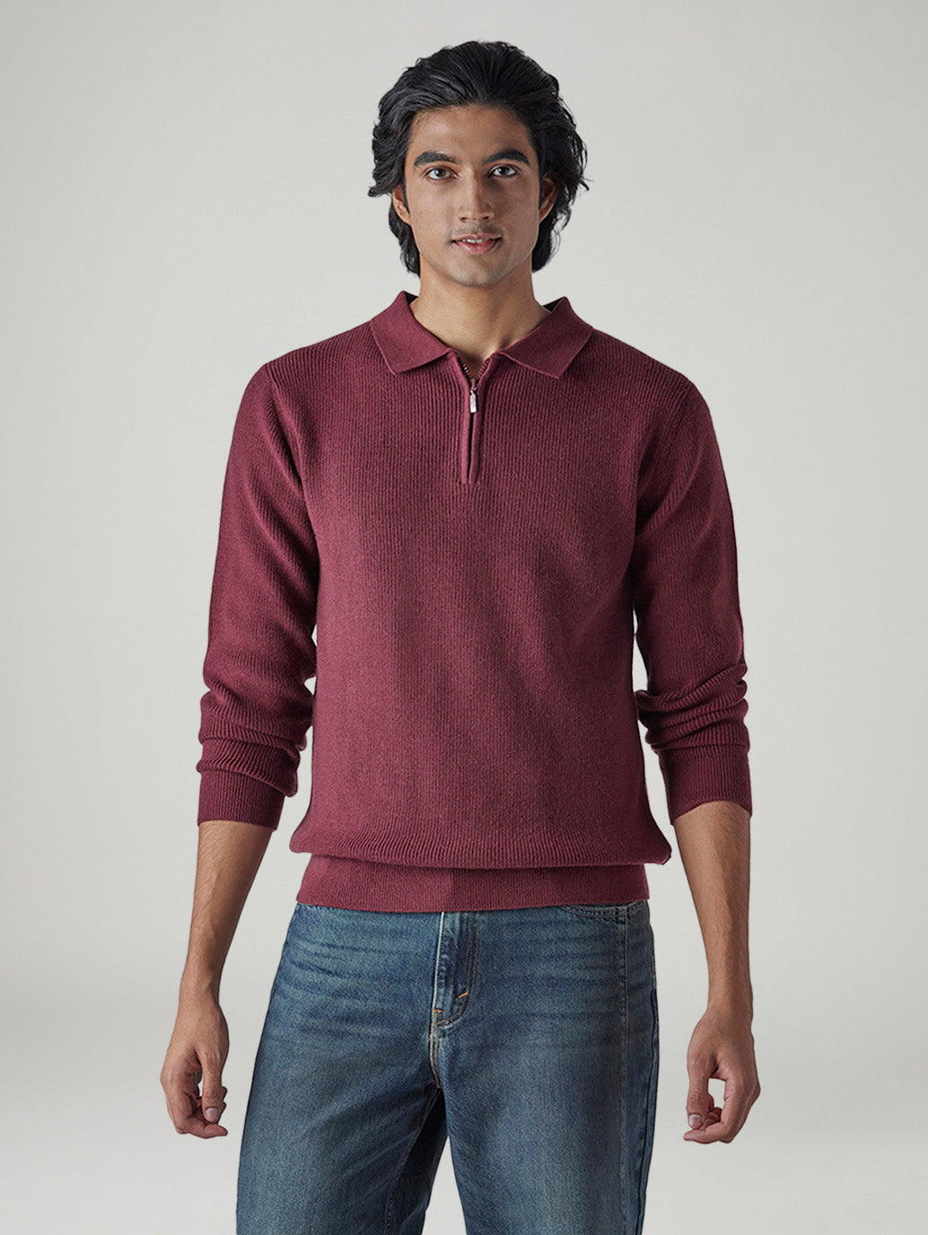 Men's Solid Regular Fit Sweater - Front View