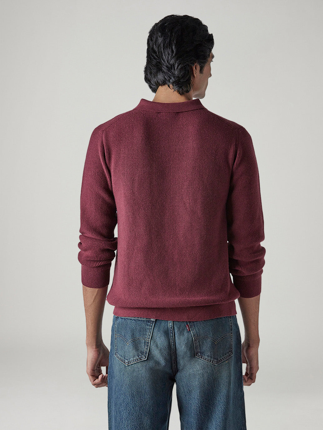 Men's Solid Regular Fit Sweater - Back View