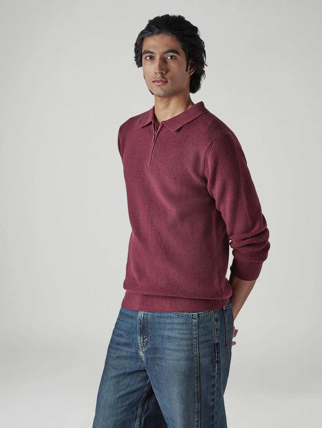 Men's Solid Regular Fit Sweater - Side View