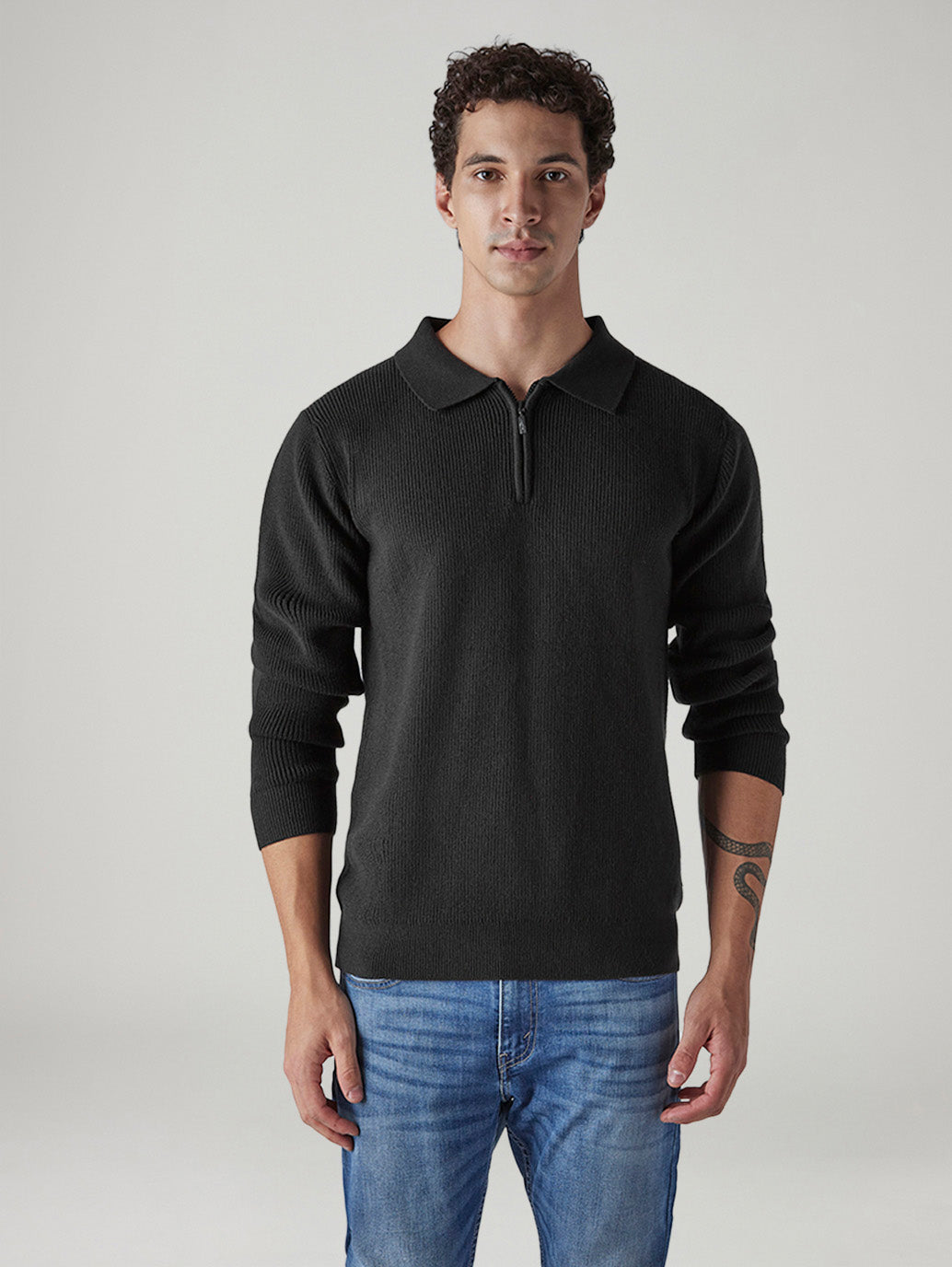 Men's Solid Regular Fit Sweater - Front View