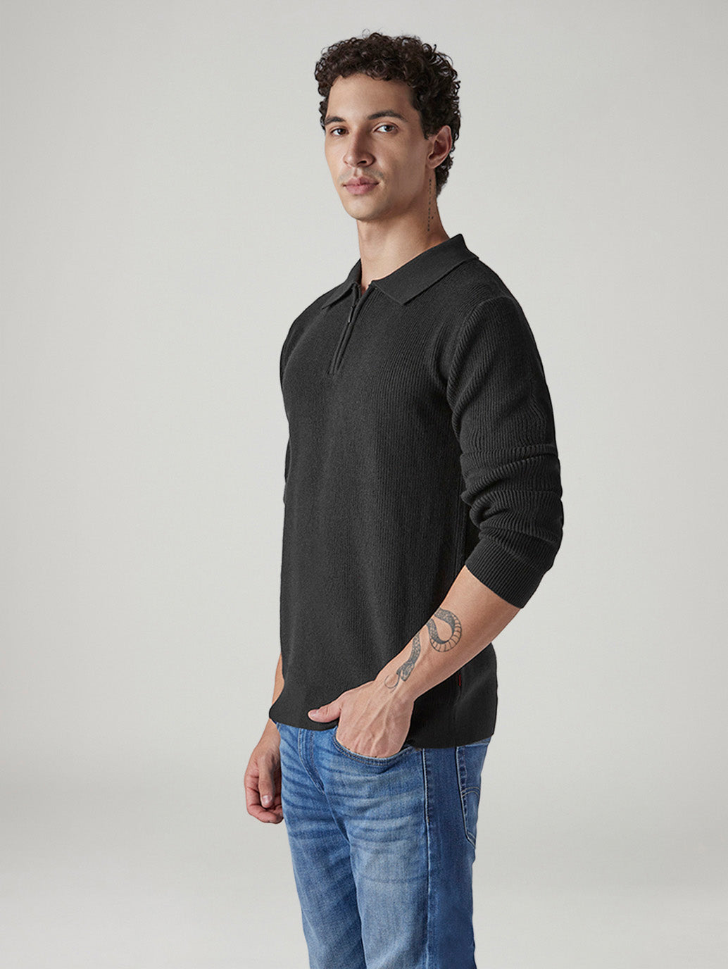 Men's Solid Regular Fit Sweater - Side View